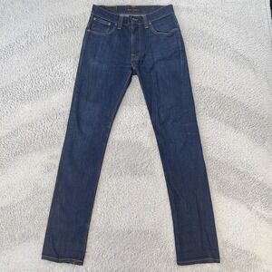 Nudie Jeans Co Jeans Mens 32x34 Indigo Thin Finn Organic Dry Made Italy NJ3448